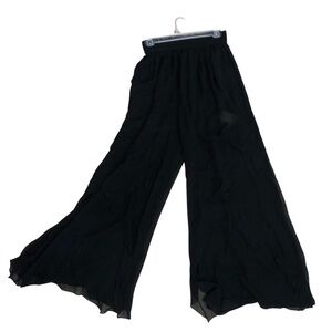 Luciano 100% Silk Layered Wide Leg Black Pants Size Medium
